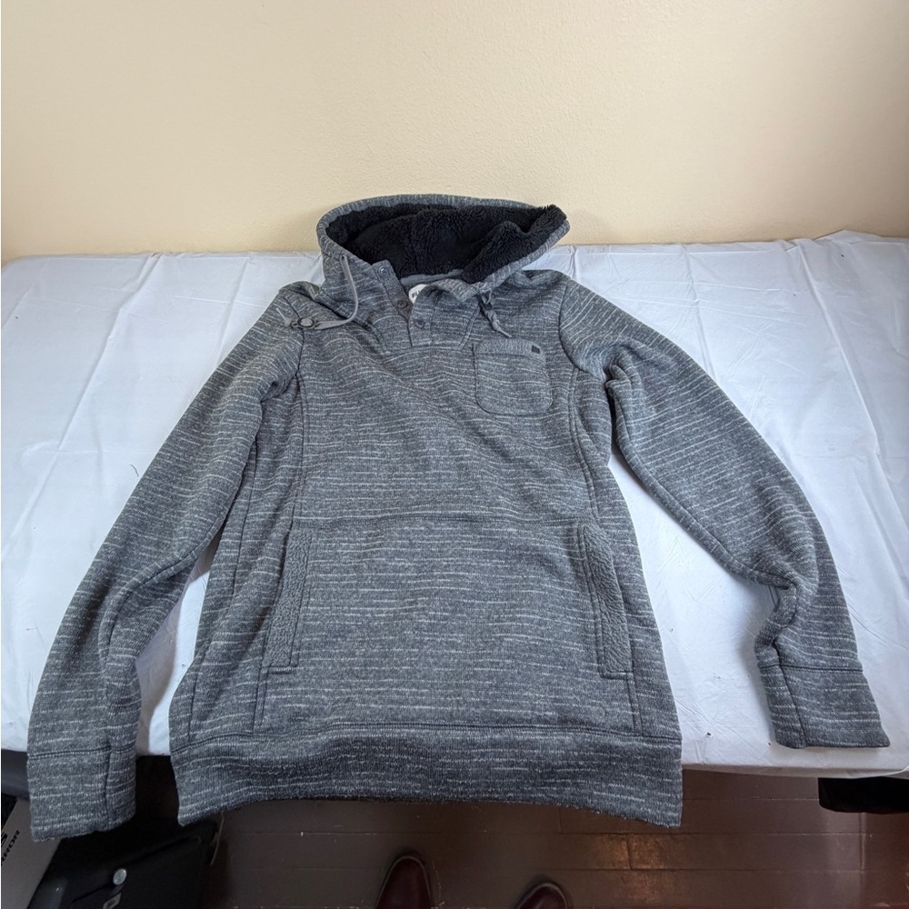 Billabong Gray Hooded‎ Sherpa Lined Sweatshirt Medium